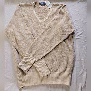 Men's Beige V-Neck Sweater
